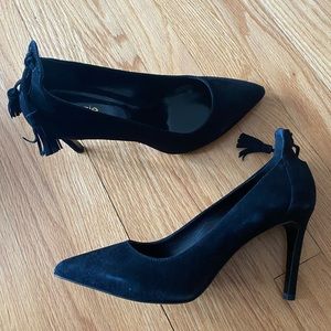 Maje Black Suede Pump with Tassels 40 9